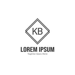 Initial KB logo template with modern frame. Minimalist KB letter logo vector illustration