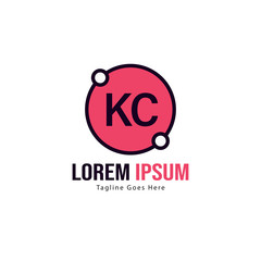 Initial KC logo template with modern frame. Minimalist KC letter logo vector illustration