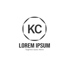 Initial KC logo template with modern frame. Minimalist KC letter logo vector illustration