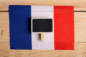 France Flag and blank blackboard. Copy space