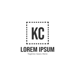 Initial KC logo template with modern frame. Minimalist KC letter logo vector illustration
