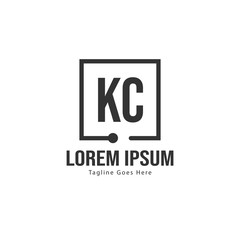 Obraz premium Initial KC logo template with modern frame. Minimalist KC letter logo vector illustration