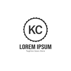 Initial KC logo template with modern frame. Minimalist KC letter logo vector illustration