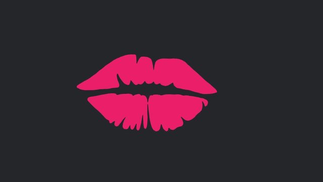 2d animation teeth. Smile and kiss lip. Hand Drawn teeth in mouth. For dentist and digital graphics.