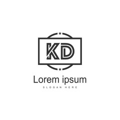 Initial KD logo template with modern frame. Minimalist KD letter logo vector illustration