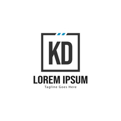 Initial KD logo template with modern frame. Minimalist KD letter logo vector illustration