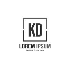Initial KD logo template with modern frame. Minimalist KD letter logo vector illustration