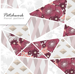 Abstract patchwork with flowers
