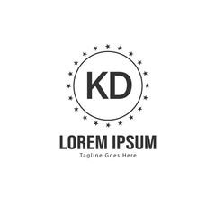 Initial KD logo template with modern frame. Minimalist KD letter logo vector illustration