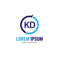 Obraz premium Initial KD logo template with modern frame. Minimalist KD letter logo vector illustration