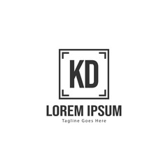 Initial KD logo template with modern frame. Minimalist KD letter logo vector illustration