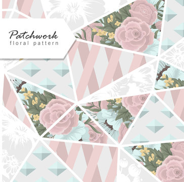 Abstract patchwork with flowers © Doodle flower