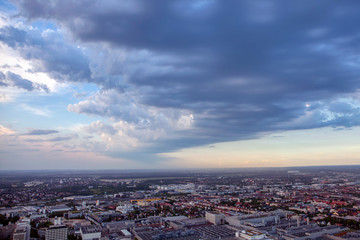 Fototapeta na wymiar panoramic view of Munich city and clouds above 