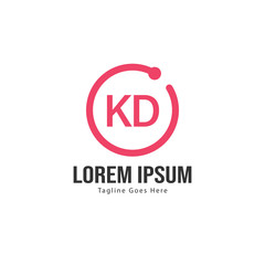 Initial KD logo template with modern frame. Minimalist KD letter logo vector illustration