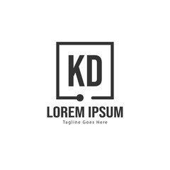 Initial KD logo template with modern frame. Minimalist KD letter logo vector illustration