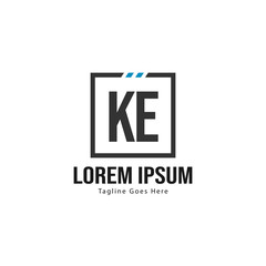 Obraz premium Initial KE logo template with modern frame. Minimalist KE letter logo vector illustration
