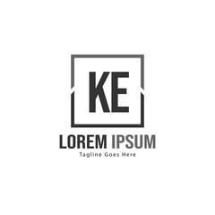 Obraz premium Initial KE logo template with modern frame. Minimalist KE letter logo vector illustration