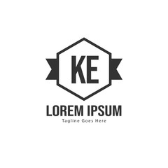 Initial KE logo template with modern frame. Minimalist KE letter logo vector illustration