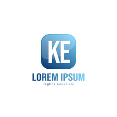 Initial KE logo template with modern frame. Minimalist KE letter logo vector illustration