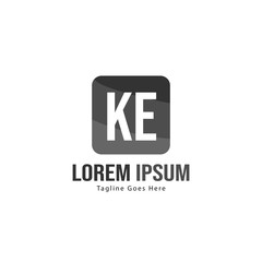Initial KE logo template with modern frame. Minimalist KE letter logo vector illustration