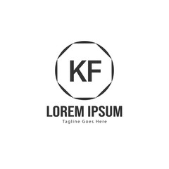 Initial KF logo template with modern frame. Minimalist KF letter logo vector illustration