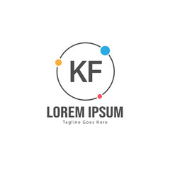 Initial KF logo template with modern frame. Minimalist KF letter logo vector illustration