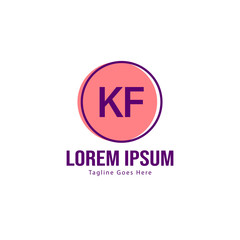 Initial KF logo template with modern frame. Minimalist KF letter logo vector illustration