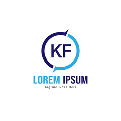 Initial KF logo template with modern frame. Minimalist KF letter logo vector illustration