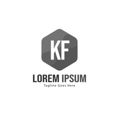 Initial KF logo template with modern frame. Minimalist KF letter logo vector illustration