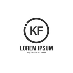 Initial KF logo template with modern frame. Minimalist KF letter logo vector illustration
