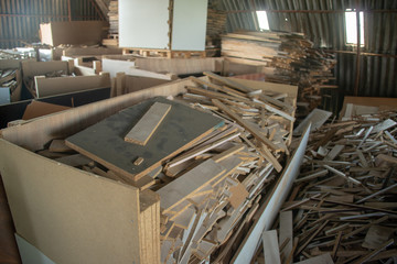 Taking photographs of wood plywood, used for making pellets