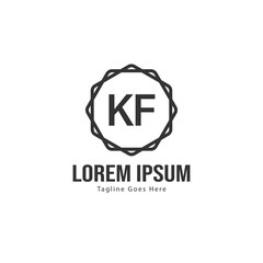 Initial KF logo template with modern frame. Minimalist KF letter logo vector illustration