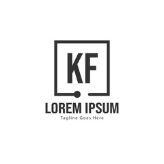 Initial KF logo template with modern frame. Minimalist KF letter logo vector illustration