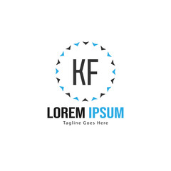 Obraz premium Initial KF logo template with modern frame. Minimalist KF letter logo vector illustration
