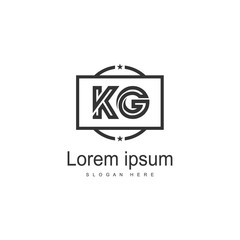 Initial KG logo template with modern frame. Minimalist KG letter logo vector illustration