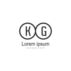 Initial KG logo template with modern frame. Minimalist KG letter logo vector illustration