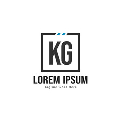 Initial KG logo template with modern frame. Minimalist KG letter logo vector illustration