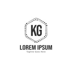 Initial KG logo template with modern frame. Minimalist KG letter logo vector illustration