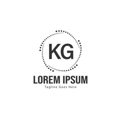 Initial KG logo template with modern frame. Minimalist KG letter logo vector illustration