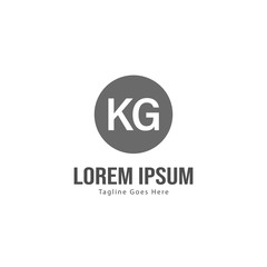 Initial KG logo template with modern frame. Minimalist KG letter logo vector illustration