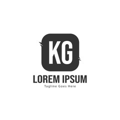 Initial KG logo template with modern frame. Minimalist KG letter logo vector illustration