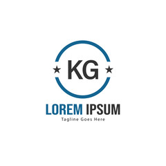 Initial KG logo template with modern frame. Minimalist KG letter logo vector illustration