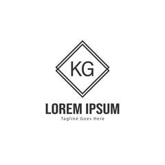 Initial KG logo template with modern frame. Minimalist KG letter logo vector illustration