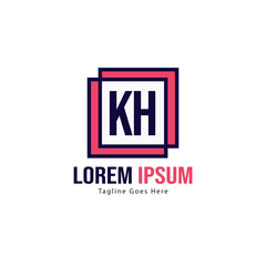 Obraz premium Initial KH logo template with modern frame. Minimalist KH letter logo vector illustration