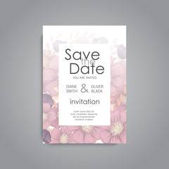 Wedding invitation with colorful flower.