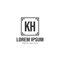 Initial KH logo template with modern frame. Minimalist KH letter logo vector illustration