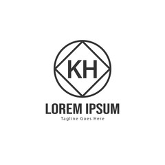 Initial KH logo template with modern frame. Minimalist KH letter logo vector illustration