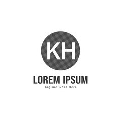 Initial KH logo template with modern frame. Minimalist KH letter logo vector illustration