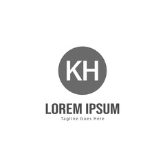 Initial KH logo template with modern frame. Minimalist KH letter logo vector illustration
