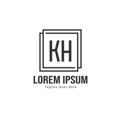 Initial KH logo template with modern frame. Minimalist KH letter logo vector illustration